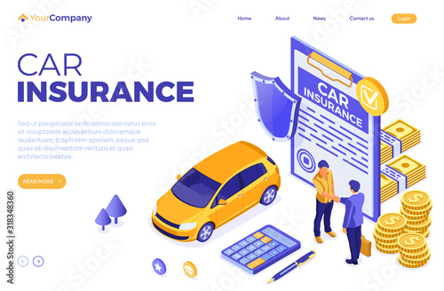 Car Insurance Isometric Concept