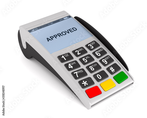 POS terminal on white backg...