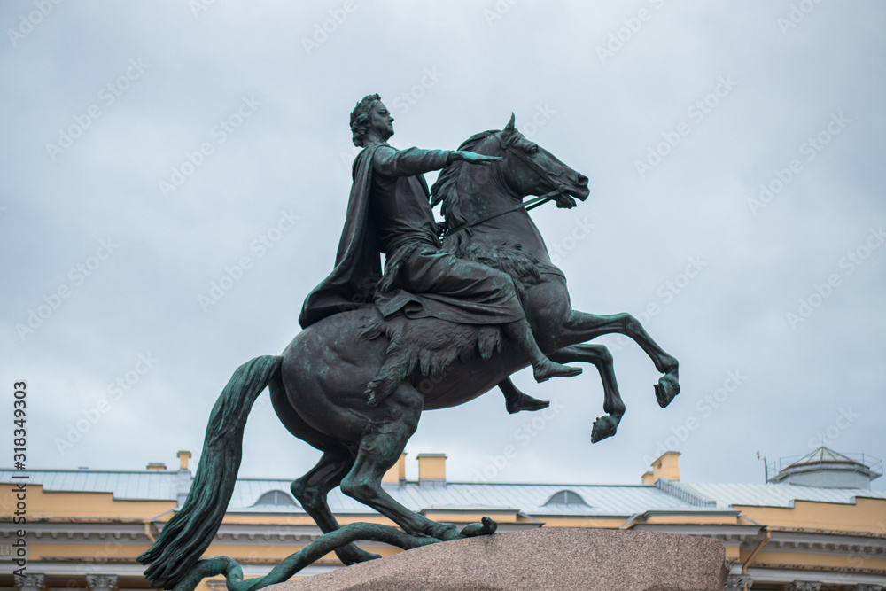 Monument of Russian emperor Peter the Great, known as The Bronze Horseman