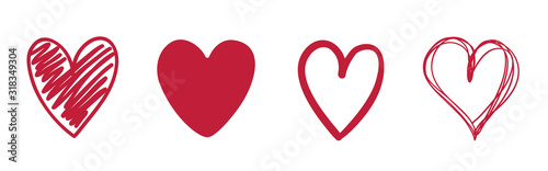 Heart on isolated white background. Love symbol. Hand drawn hearts. Valentine's day photo