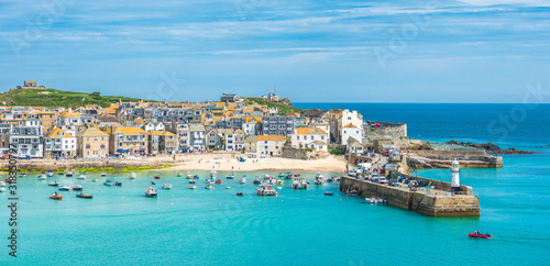 Elevated views of the popular seaside resort of St. Ives photo