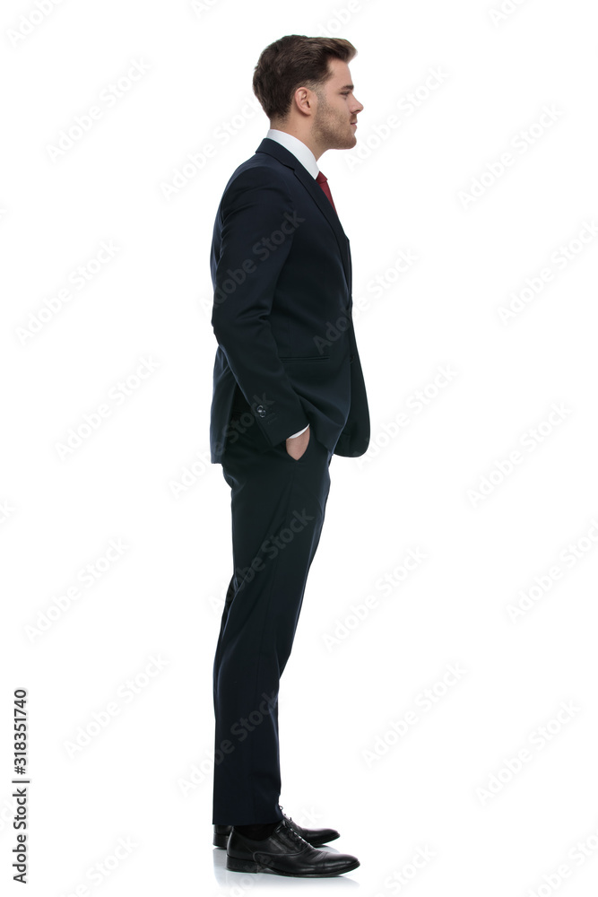 elegant young businessman in suit waiting in line elegant young businessman in suit waiting in line