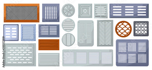 Air vent vector cartoon set icon.Vector illustration ventilation grate on white background .Isolated cartoon set icon air vent .
