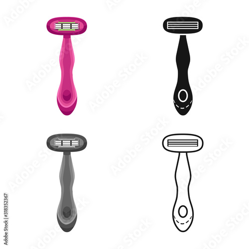 Vector design of women and shaver logo. Set of women and disposable stock vector illustration.