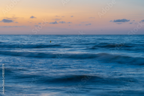 Langrune-Sur-Mer  France - 08 15 2019  Beautiful sunset on the sea