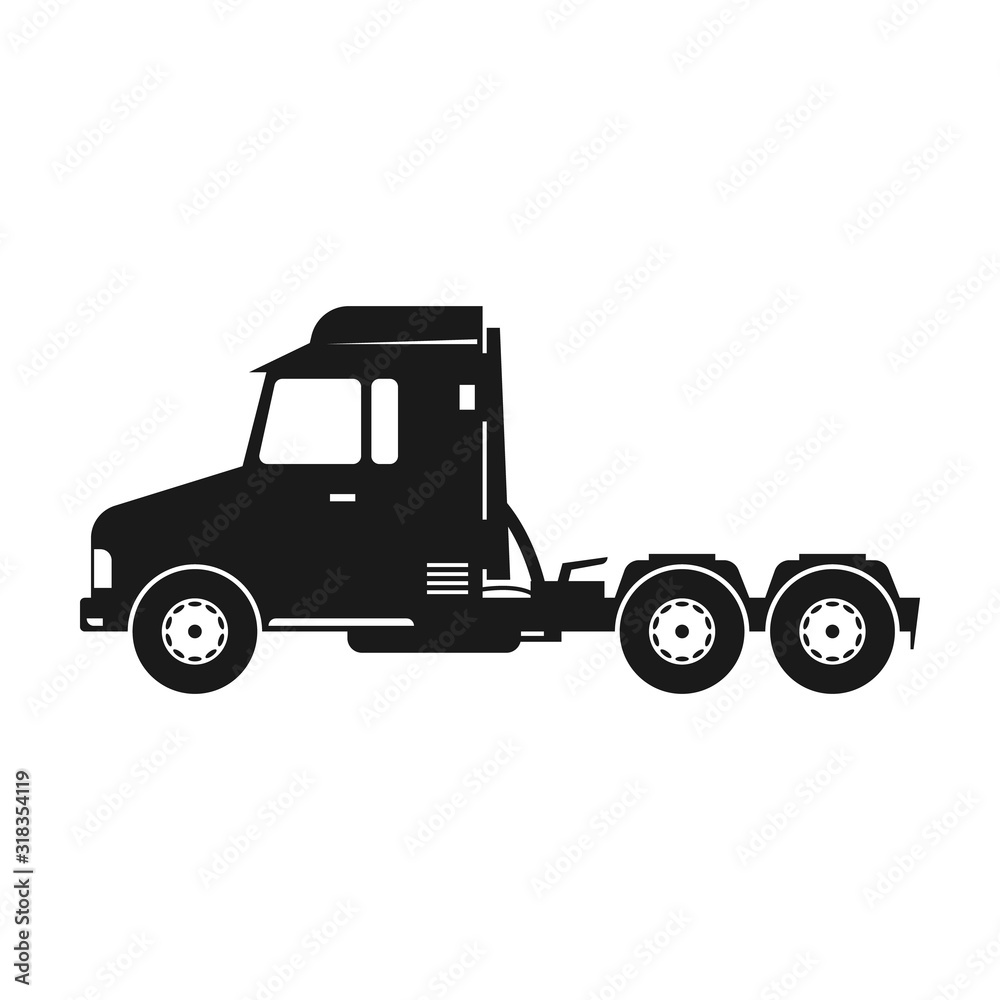 Truck vector icon.Black vector icon isolated on white background truck .