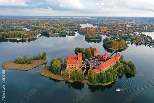Litauen, Wasserburg Trakai bei Vilnius, Luftaufnahme
