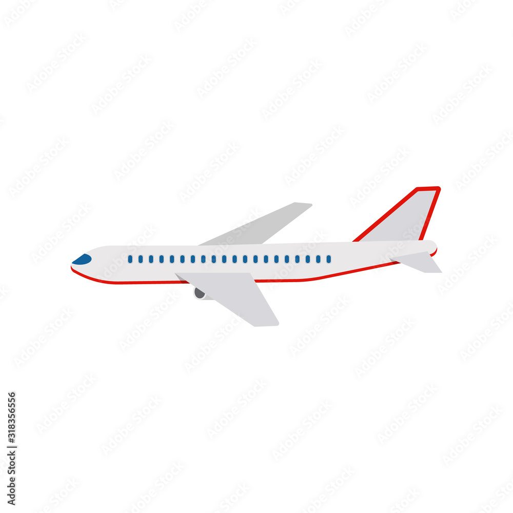 Airplane isolated on white background. Vector illustration. Flat design.