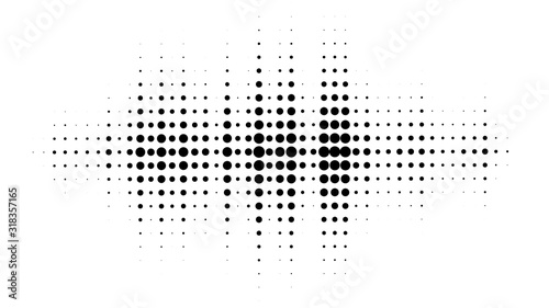 Halftone dotted audio equalizer. Halftone effect vector pattern.