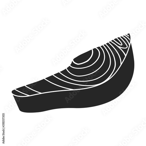 Piece fish vector icon.Black,simple vector icon isolated on white background piece fish.