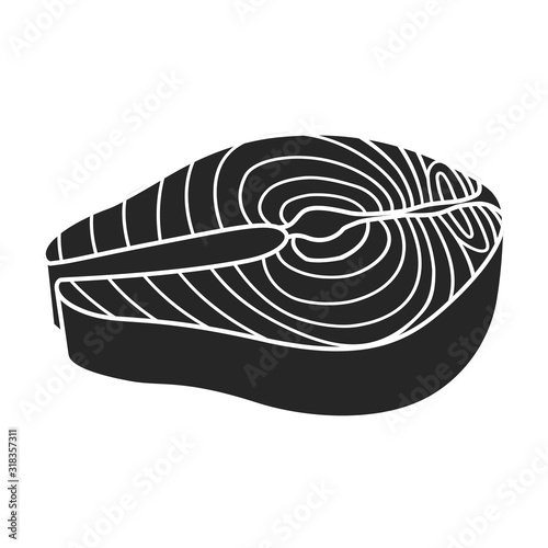 Piece fish vector icon.Black,simple vector icon isolated on white background piece fish.