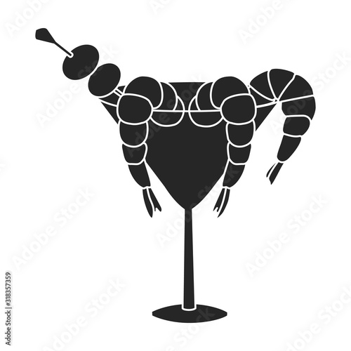 Shrimp vector icon.Black,simple vector icon isolated on white background shrimp .