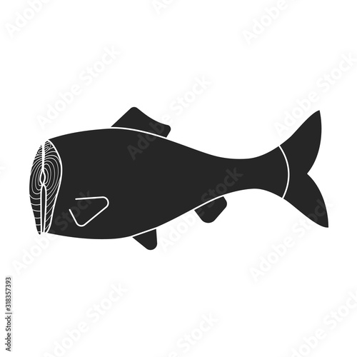 Sea fish vector icon.Black,simple vector icon isolated on white background sea fish.
