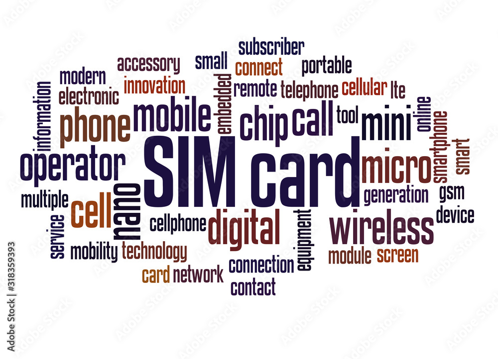 SIM card word cloud concept SIM card word cloud concept