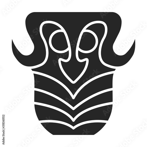 Mask of totem vector icon.Black vector icon isolated on white background mask of totem .