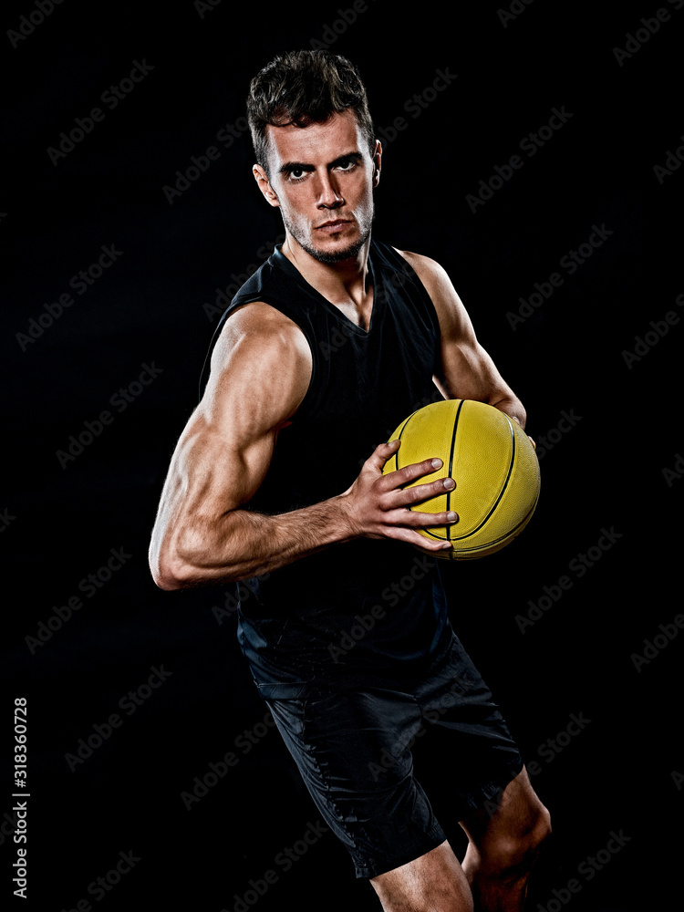 caucasian young basketball player manisolated black background caucasian young basketball player manisolated black background