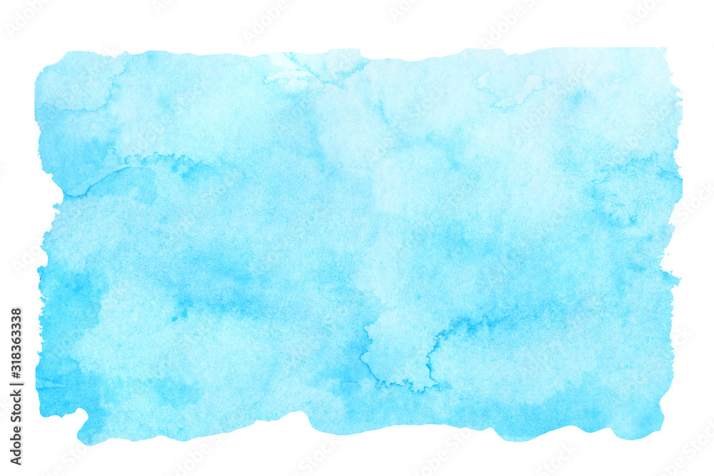 Obraz premium Sky blue watercolor abstract background. Gradient fill. Hand drawn texture. Piece of heaven, isolated
