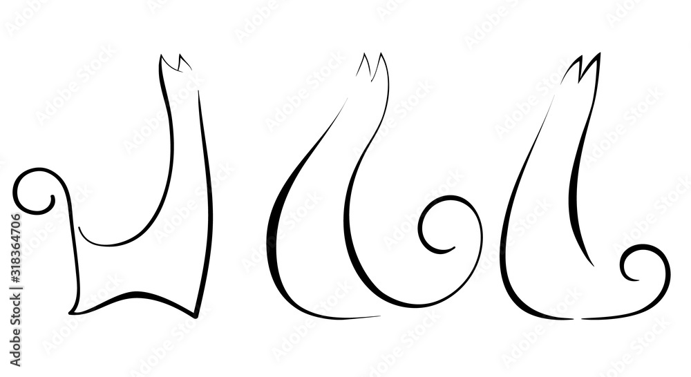 Images of funny cats on a white background. Abstract cats line. Silhouettes of cats. Vector illustration Images of funny cats on a white background. Abstract cats line. Silhouettes of cats. Vector illustration