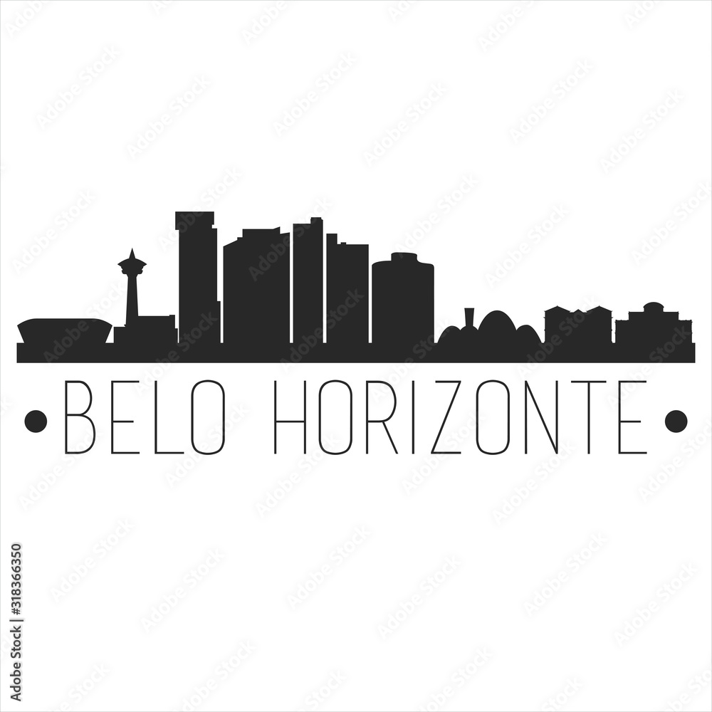 Belo Horizonte Brazil. City Skyline. Silhouette City. Design Vector. Famous Monuments.