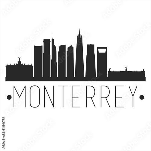 Monterrey Mexico. City Skyline. Silhouette City. Design Vector. Famous Monuments.