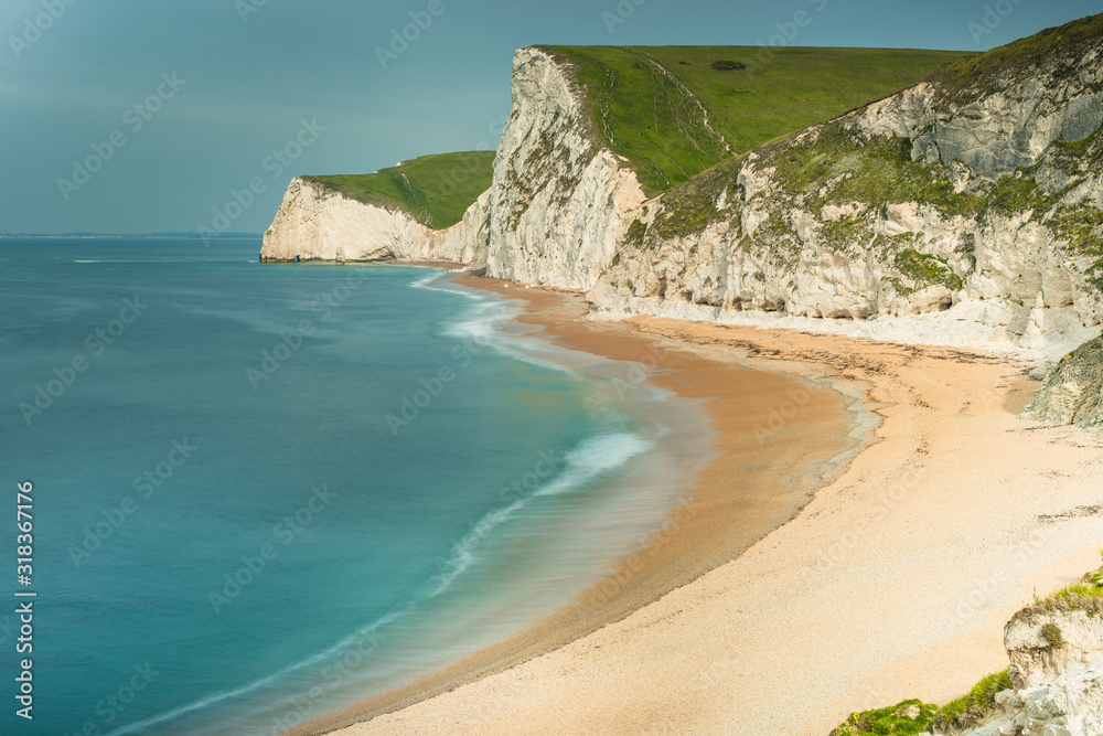 The Dorset coast at St.Oswald's Bay (or Man o' war bay) with , just west of Lulworth. World Heritage Site. Dorset. England. UK.