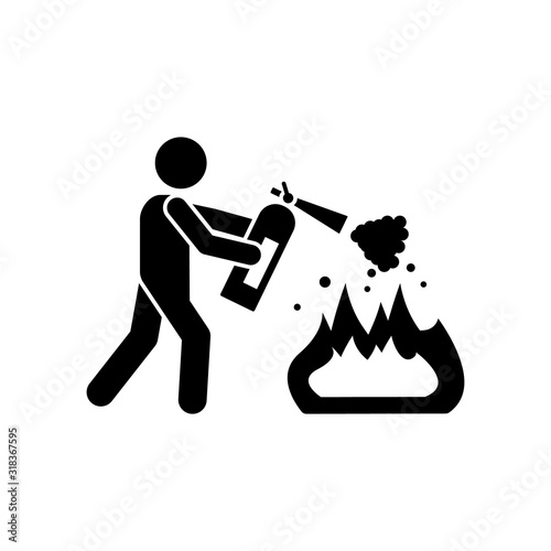 Extinguisher, fire icon. Simple pictogram of human and fire icons for ui and ux, website or mobile application