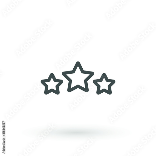 3 star line icon. three rank rating star icon