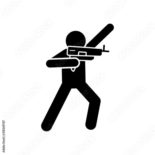 Gun shoot man icon. Simple warning armed man icons for ui and ux website or mobile application