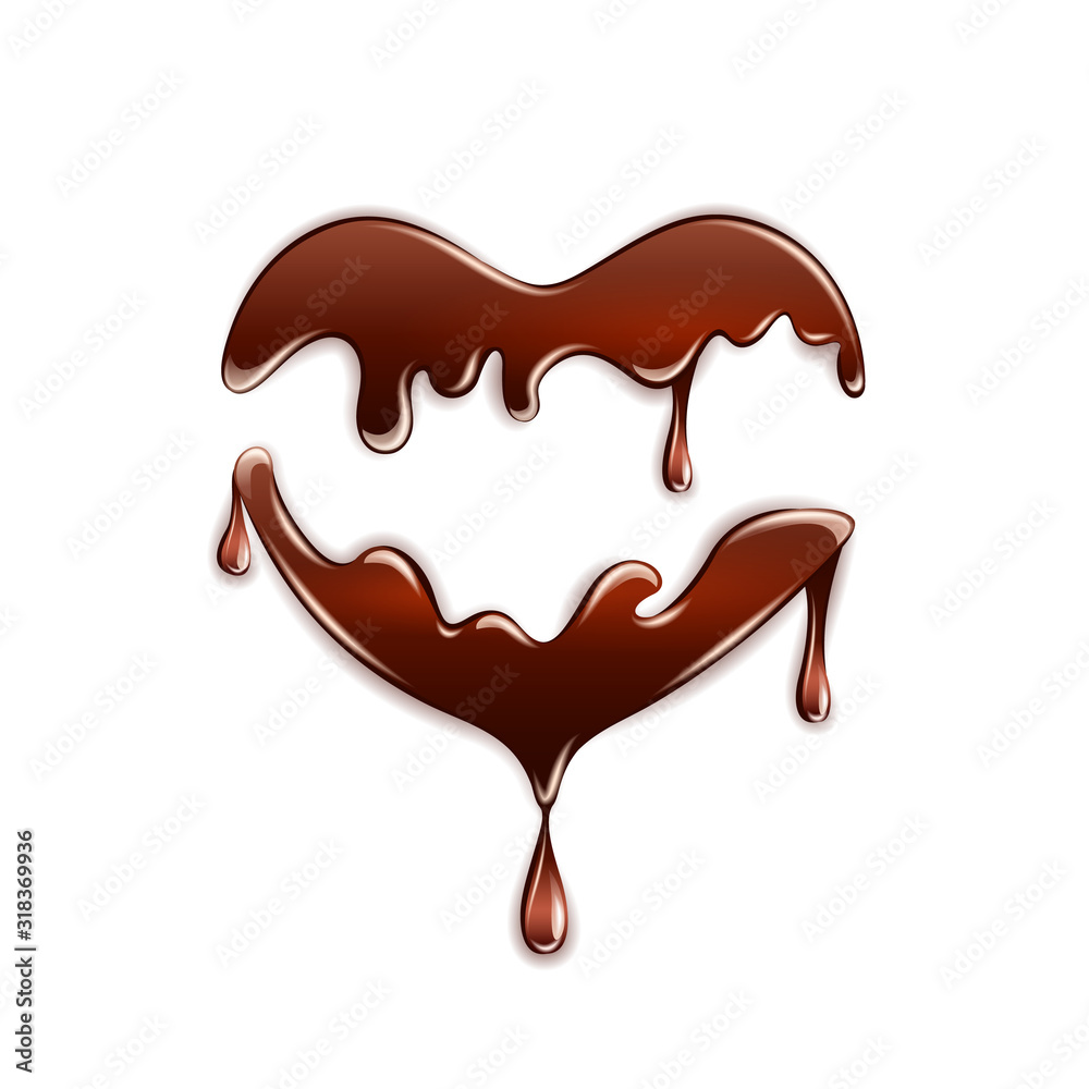 Dark chocolate in the heart shape on white background. Dark chocolate in the heart shape on white background.