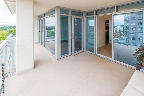 Fototapete Empty balcony or veranda in a modern house or apartment.