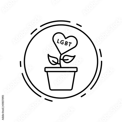 Plant  flowerpot  lgbt icon. Simple line  outline vector sexual minoritie icons in circle for ui and ux  website or mobile application