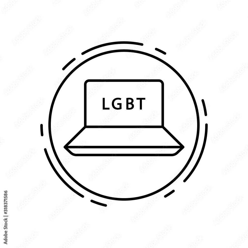 Notebook, lgbt icon. Simple line, outline vector sexual minoritie icons in circle for ui and ux, website or mobile application Notebook, lgbt icon. Simple line, outline vector sexual minoritie icons in circle for ui and ux, website or mobile application