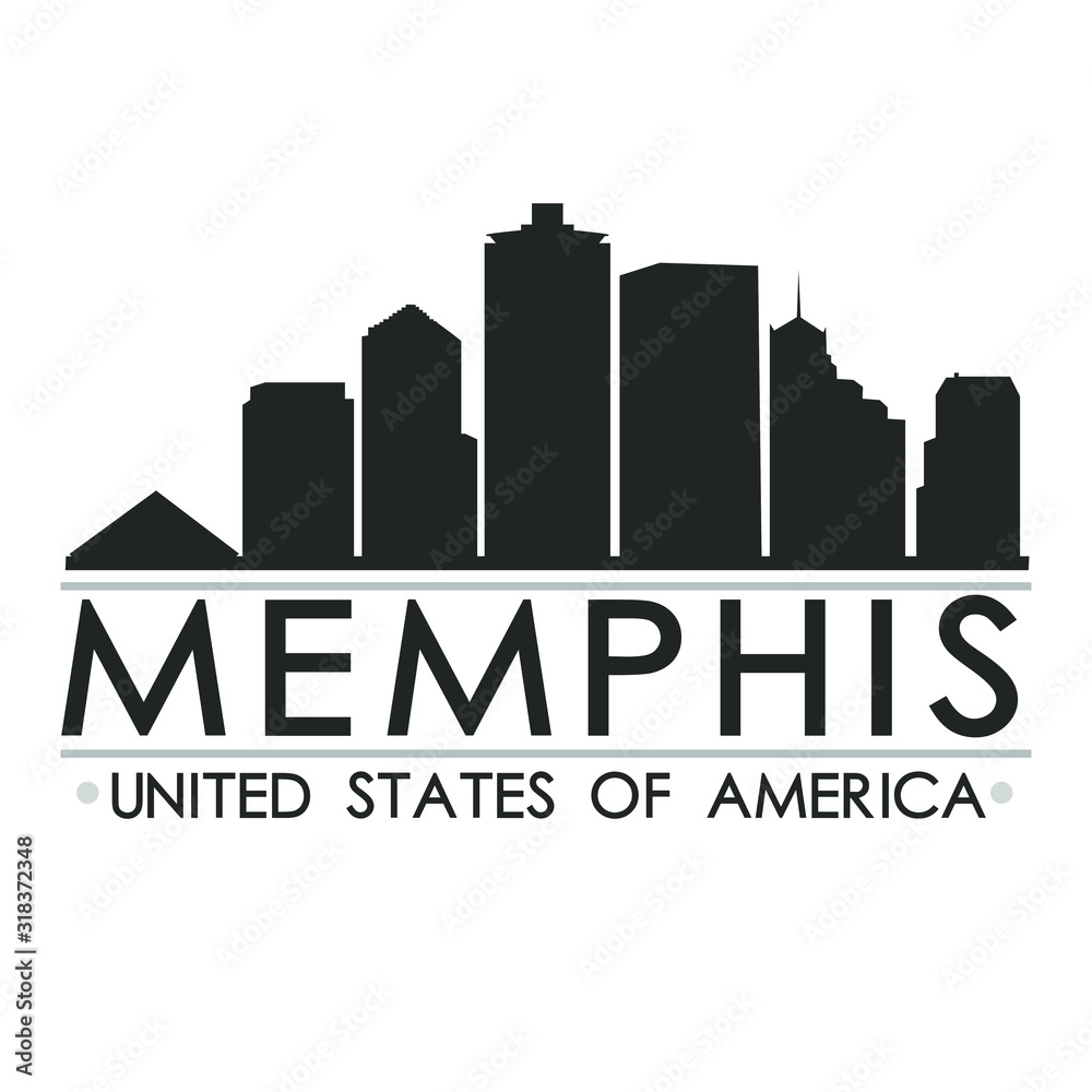 Memphis Tennessee Skyline. Silhouette Design City Vector Art. Landmark Illustration Logo.