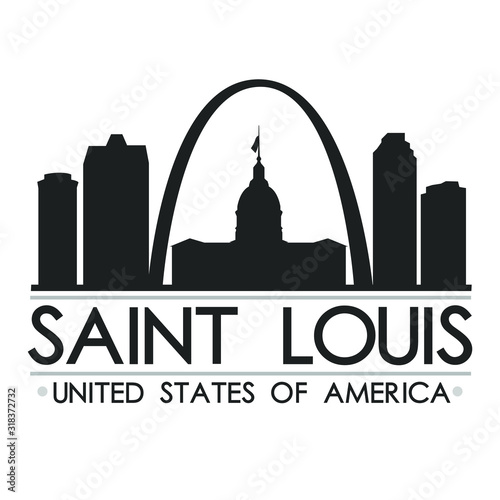 Saint Louis Missouri Skyline. Silhouette Design City Vector Art. Landmark Illustration Logo.