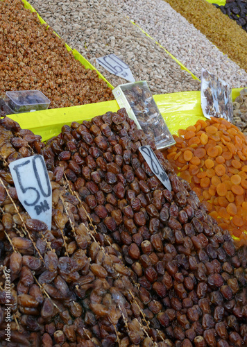 Selling dates, figs and nuts on the Djemma el Fna photo