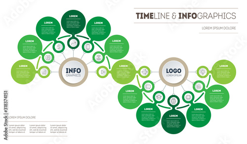 Presentation or infographics with 13 steps. Template of Info graphic for education process with Thirteen options. Development of science. Diagram Looks like a DNA molecule.