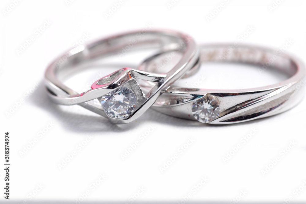 close up shot of pair engagement / mariage rings isolated close up shot of pair engagement / mariage rings isolated