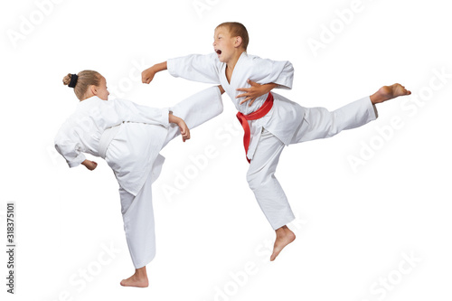 Gyaku-tsuki and mavashi geri are beating sportsmens in karategi