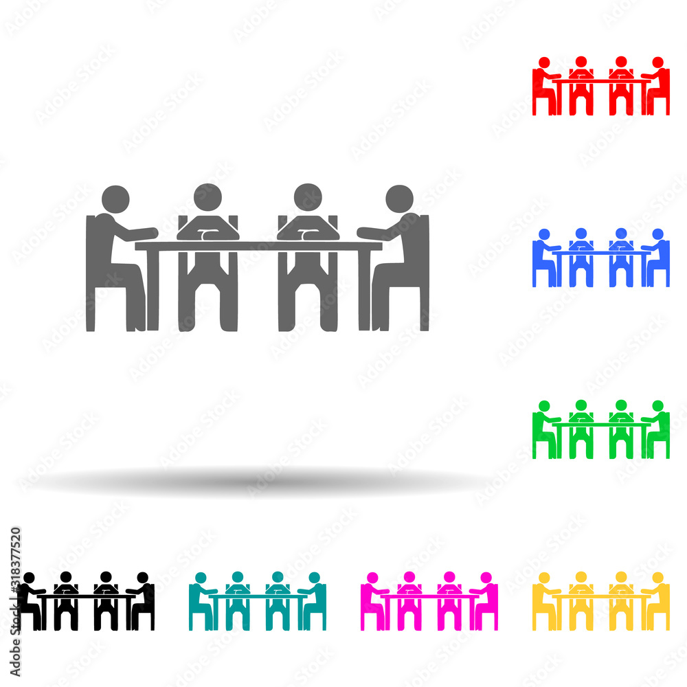 Sitting business, company multi color style icon. Simple glyph, flat vector of people sitting icons for ui and ux, website or mobile application