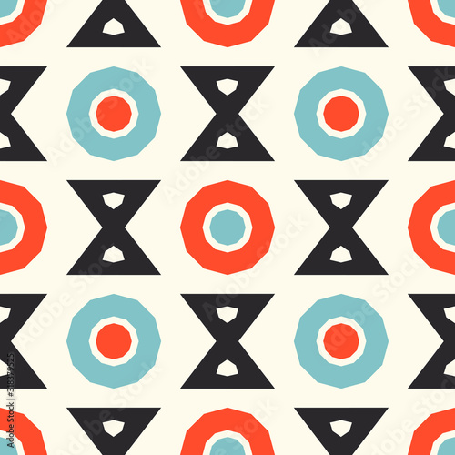 Bright seamless pattern with geometric shapes.