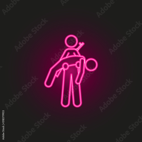 military helps a wounded man neon style icon. Simple thin line, outline vector of army icons for ui and ux, website or mobile application