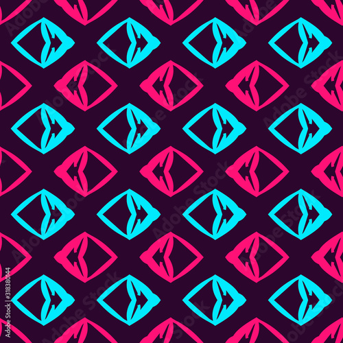 Seamless pattern with bright geometric shapes.