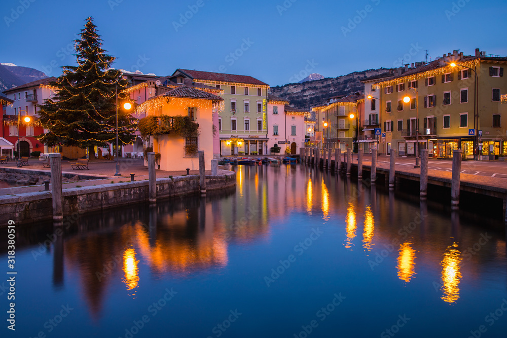 the town of Nago-Torbole on the shores of Lake Garda during Christmas time