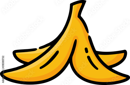 Banana Peel Doodle Sketch Icon