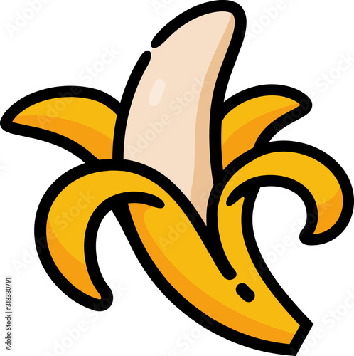 Peeled Banana Fruit Doodle Sketch Icon