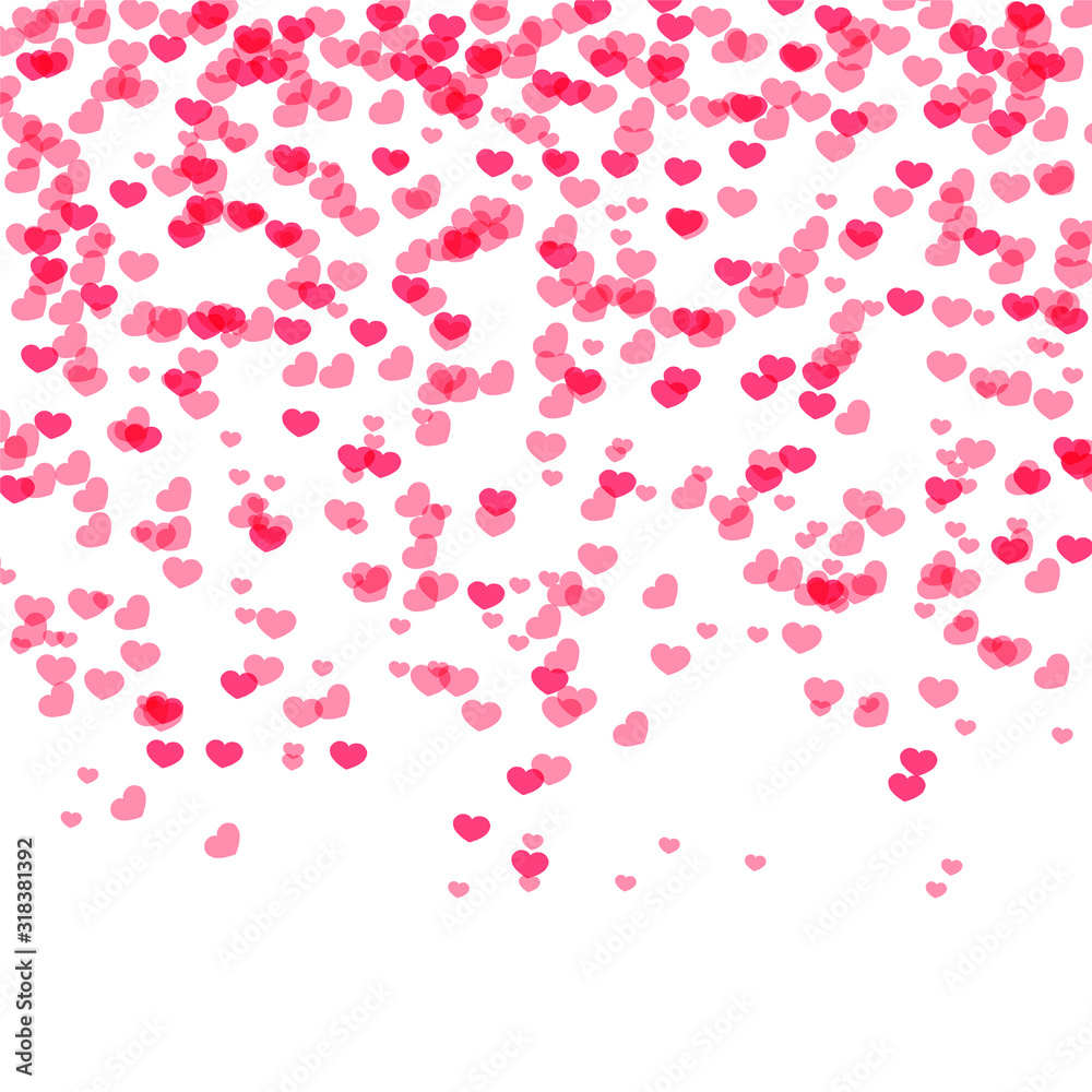 Hearts background, Valentine Day falling heart pink confetti
