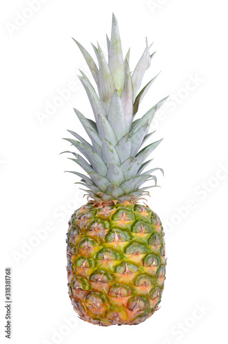 Large, ripe pineapple isolated on a white background.