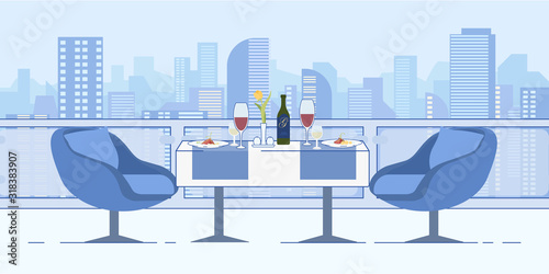 Romantic Date at Restaurant Roof Cityscape View