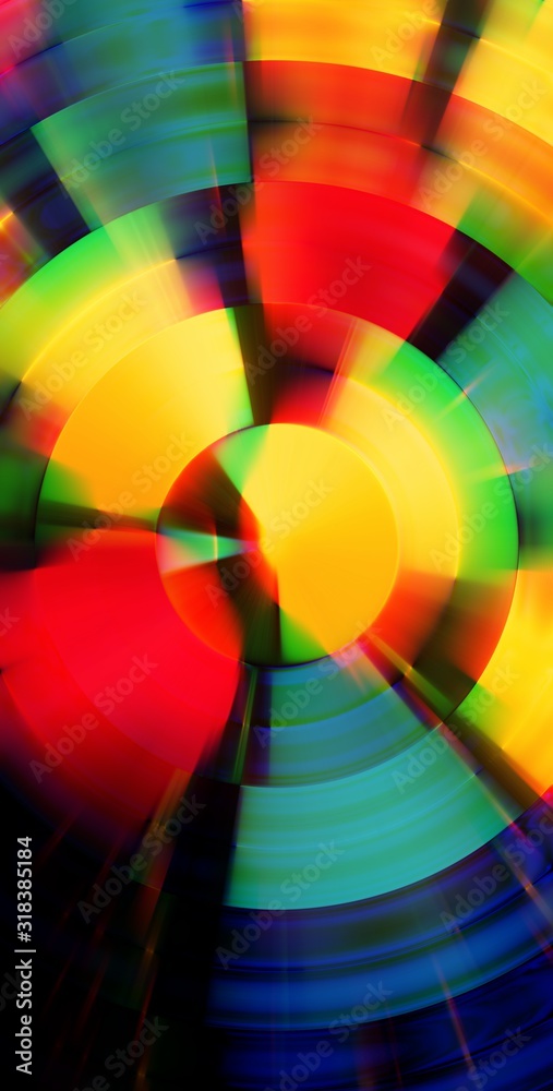 Obraz premium Abstract radial circular lines background with shiny holographic colors.