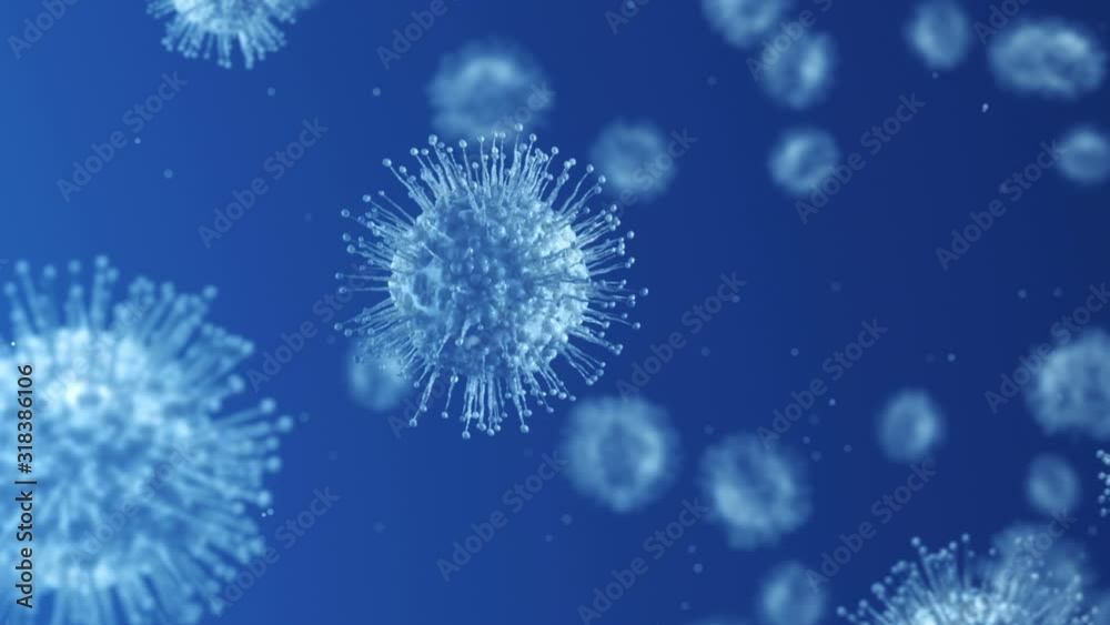 Group of virus cells. 3D animation of Coronavirus cells. 4K seamless loop